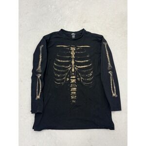 Social Collision Skeleton Rib Cage Long Sleeve Shirt Men Large Goth Grunge Black
